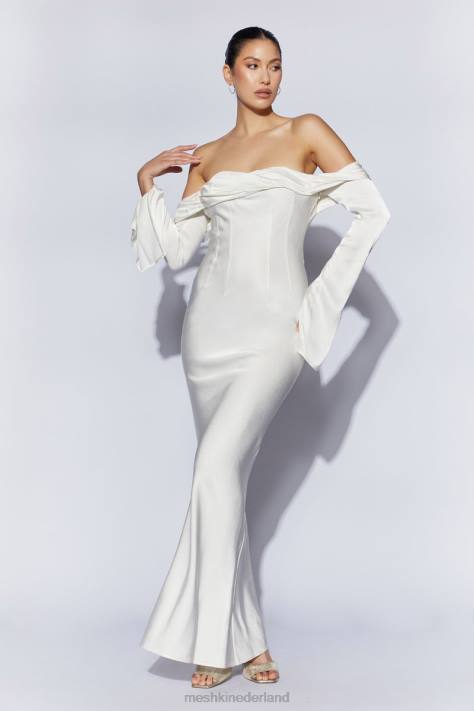 Meshki Giselle maxi-jurk met blote schouder en gedrapeerde hals kleding wit XP0T40