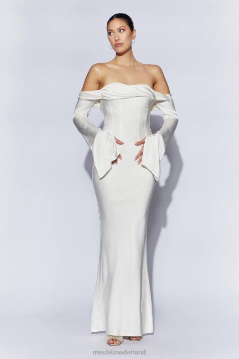 Meshki Giselle maxi-jurk met blote schouder en gedrapeerde hals kleding wit XP0T40