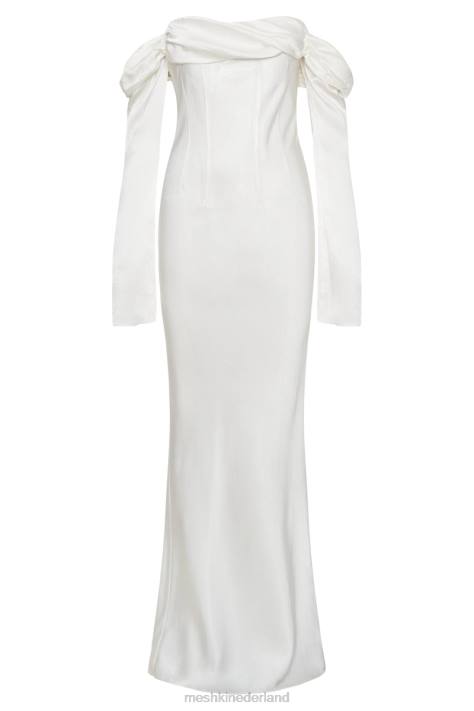 Meshki Giselle maxi-jurk met blote schouder en gedrapeerde hals kleding wit XP0T40