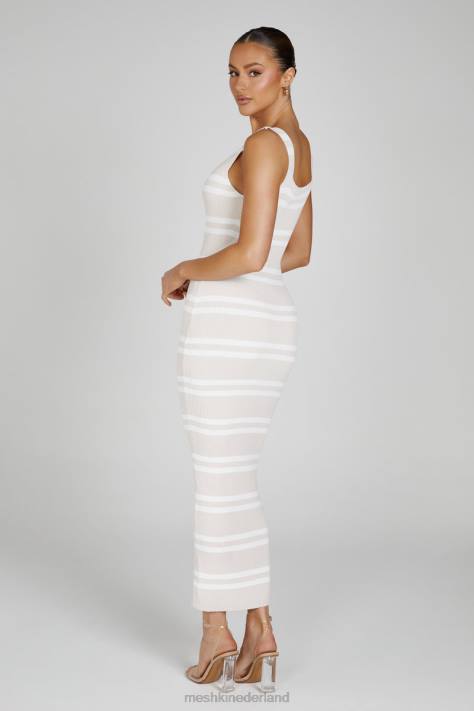 Meshki Henrietta gebreide maxi-jurk met strepen kleding naakt/wit XP0T100