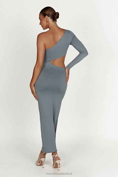 Meshki Joyce gerecyclede nylon maxi-jurk met uitsnijding kleding lichte houtskool XP0T309