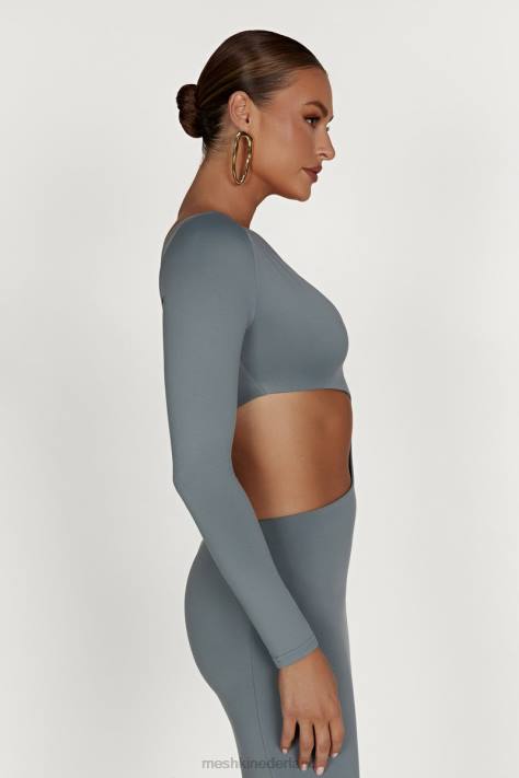 Meshki Joyce gerecyclede nylon maxi-jurk met uitsnijding kleding lichte houtskool XP0T309