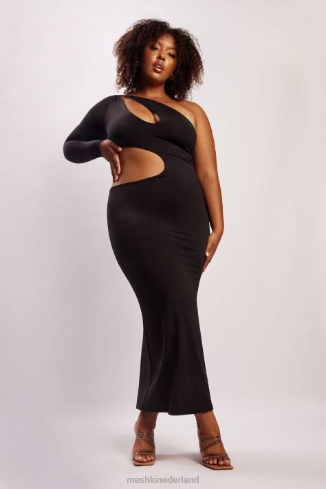 Meshki Joyce maxi-jurk met één schouder en uitsnijding kleding zwart XP0T478