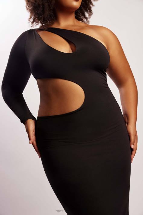 Meshki Joyce maxi-jurk met één schouder en uitsnijding kleding zwart XP0T478