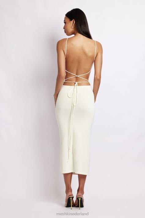 Meshki Kelly jurk met gekruiste achterkant en vierkante hals kleding wit XP0T469