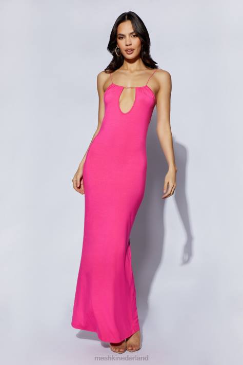 Meshki Kirsty maxi-jurk met bandjes en cirkeluitsnijding kleding fuchsia XP0T622