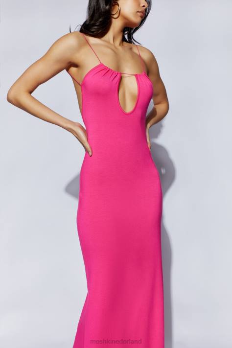 Meshki Kirsty maxi-jurk met bandjes en cirkeluitsnijding kleding fuchsia XP0T622