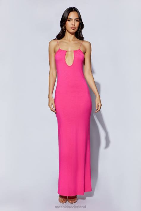 Meshki Kirsty maxi-jurk met bandjes en cirkeluitsnijding kleding fuchsia XP0T622