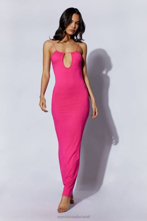 Meshki Kirsty maxi-jurk met bandjes en cirkeluitsnijding kleding fuchsia XP0T622