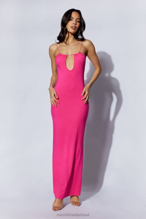 Meshki Kirsty maxi-jurk met bandjes en cirkeluitsnijding kleding fuchsia XP0T622