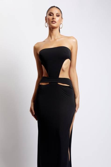Meshki Marissa strapless maxi-jurk met tailleband kleding zwart XP0T648