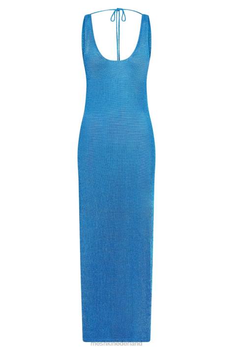 Meshki Maryam gebreide maxi-jurk met zijsplit kleding azuur blauw XP0T637
