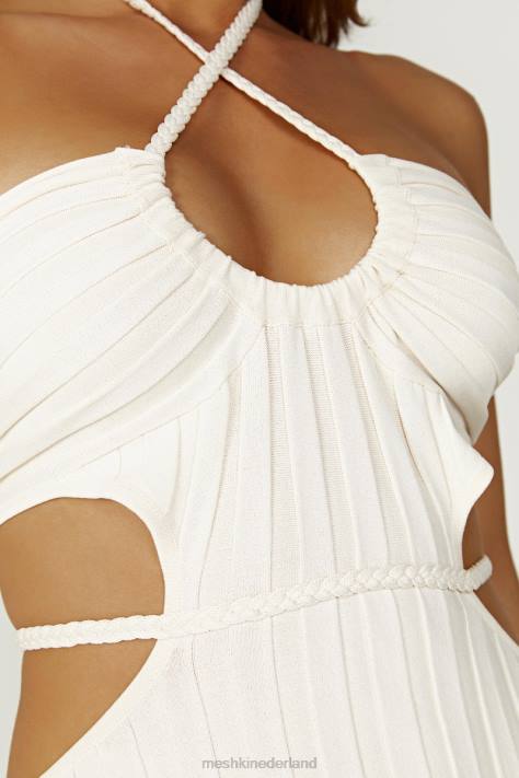 Meshki Minerva gebreide maxi-jurk met uitsnijding kleding ivoor XP0T256