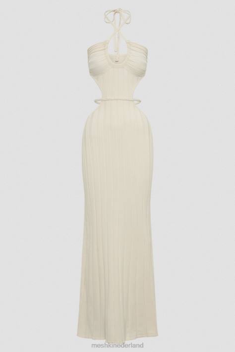 Meshki Minerva gebreide maxi-jurk met uitsnijding kleding ivoor XP0T256