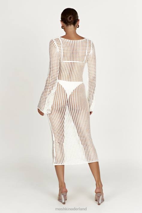 Meshki Murphy gehaakte maxi-jurk met lange mouwen kleding wit XP0T500