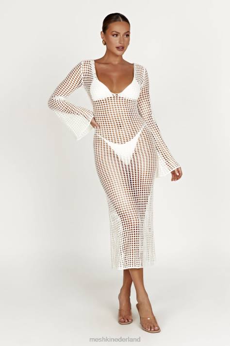 Meshki Murphy gehaakte maxi-jurk met lange mouwen kleding wit XP0T500