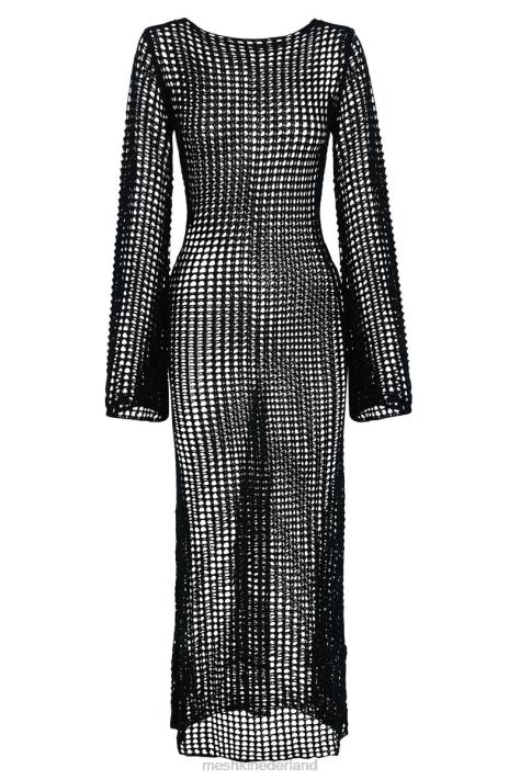 Meshki Murphy gehaakte maxi-jurk met lange mouwen kleding zwart XP0T740