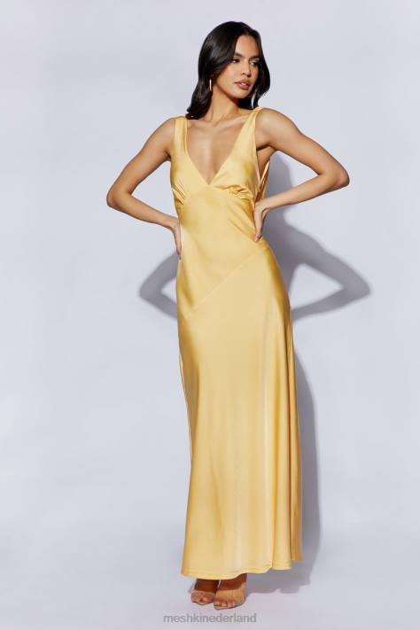 Meshki Nadia maxi satijnen jurk met kap aan de achterkant kleding citroen XP0T11