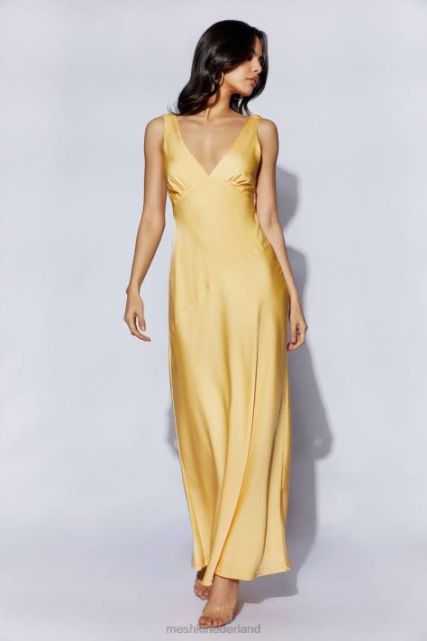 Meshki Nadia maxi satijnen jurk met kap aan de achterkant kleding citroen XP0T11