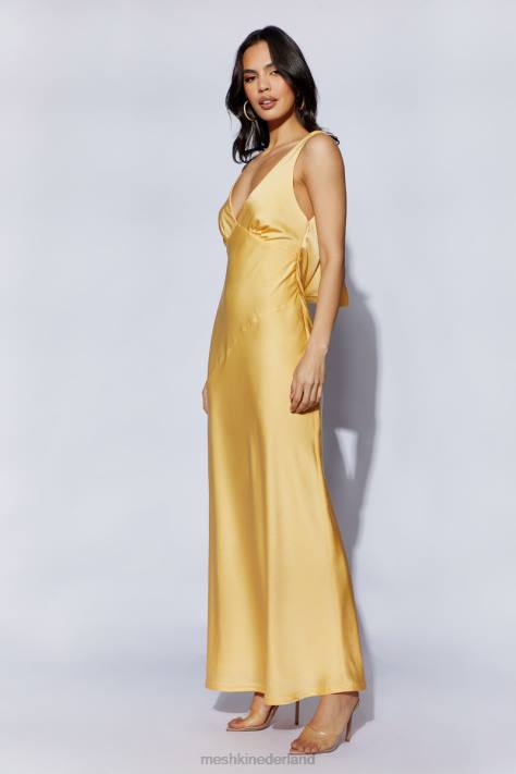 Meshki Nadia maxi satijnen jurk met kap aan de achterkant kleding citroen XP0T11