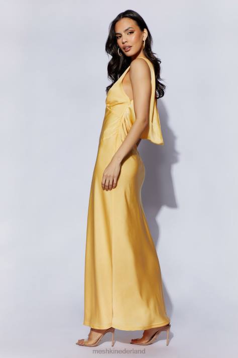Meshki Nadia maxi satijnen jurk met kap aan de achterkant kleding citroen XP0T11