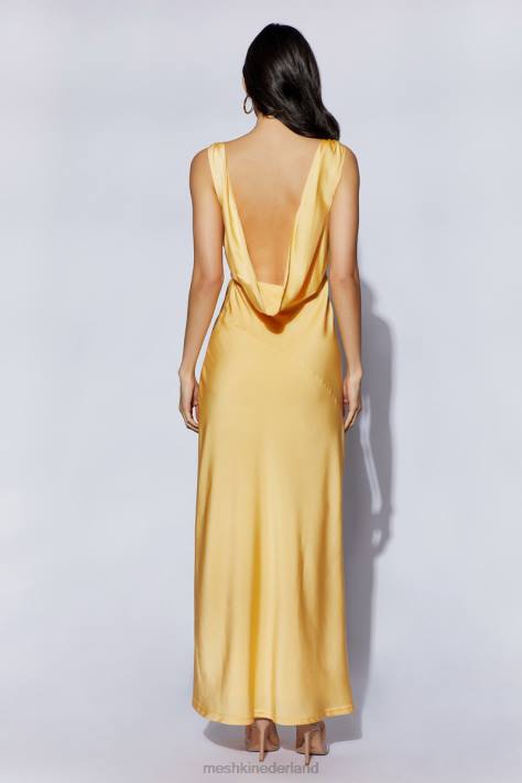 Meshki Nadia maxi satijnen jurk met kap aan de achterkant kleding citroen XP0T11