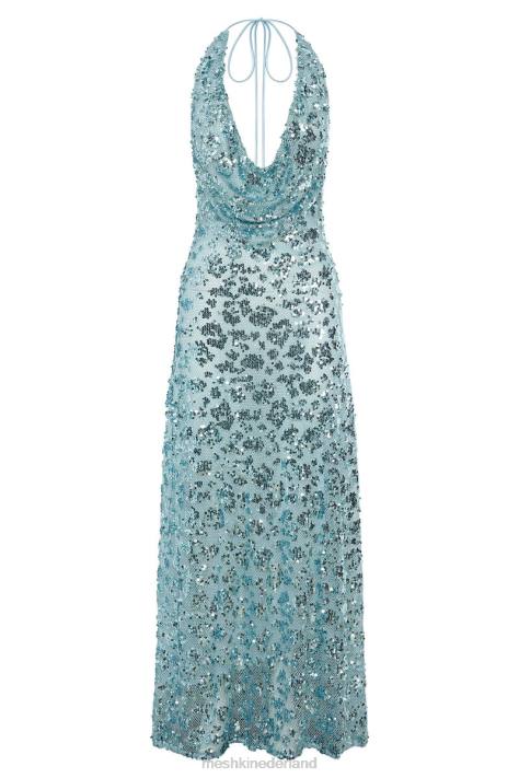 Meshki Nicola maxi-jurk met diepuitgesneden hals en pailletten kleding poeder blauw XP0T583