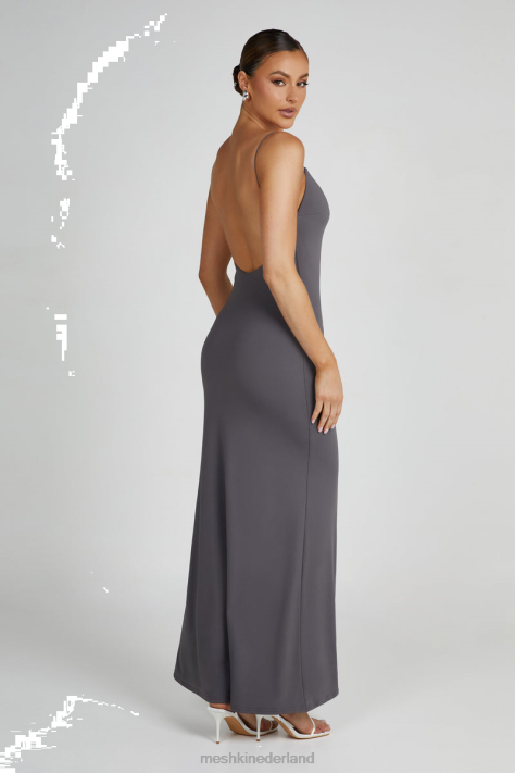 Meshki Nikkita gerecyclede nylon maxi-jurk met bandjes kleding houtskool XP0T104