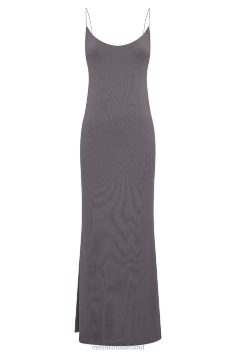 Meshki Nikkita gerecyclede nylon maxi-jurk met bandjes kleding houtskool XP0T104