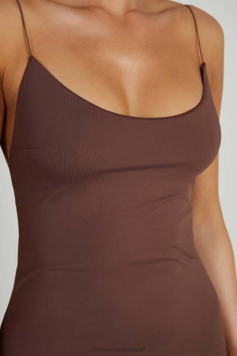 Meshki Nikkita gerecyclede nylon maxi-jurk met bandjes kleding mokka XP0T97