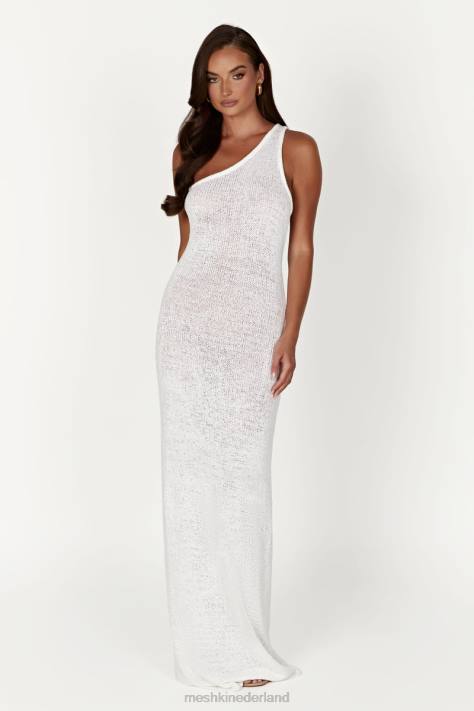 Meshki Paisley gebreide maxi-jurk met één schouder kleding wit XP0T186