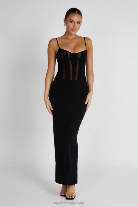 Meshki Priya maxi-jurk met panelen kleding zwart XP0T145