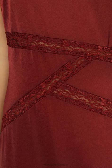 Meshki Pruimen maxi-jurk van gesplitst kant kleding kersen chocolade XP0T508