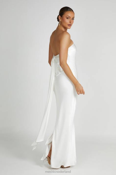 Meshki Rochelle satijnen maxi-jurk met strik op de rug kleding wit XP0T195