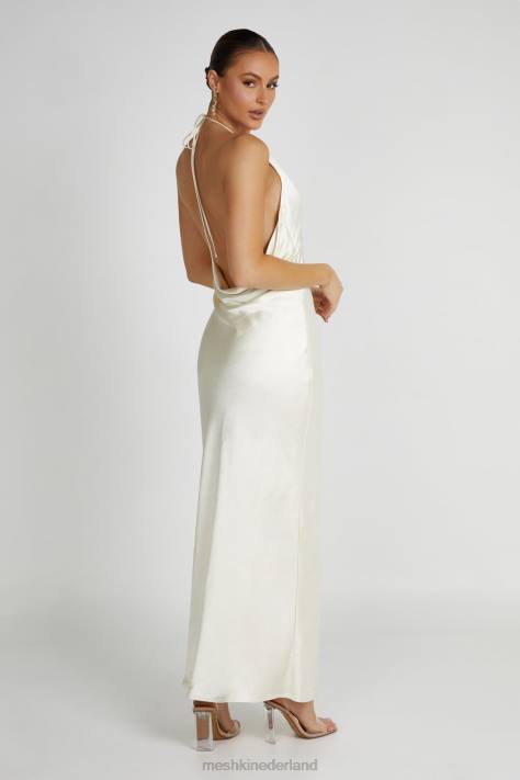 Meshki Sammy satijnen halter maxi-jurk kleding ivoor XP0T159