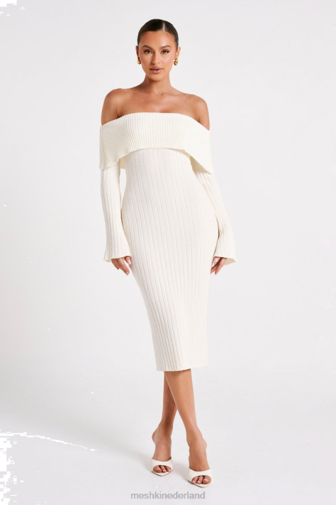 Meshki Stefania off-shoulder gebreide jurk kleding wit XP0T79
