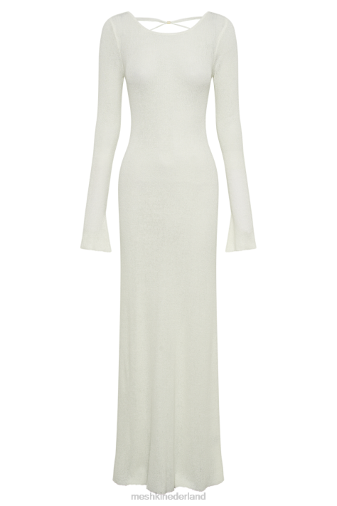 Meshki Talia maxi gebreide jurk met open achterkant kleding ivoor XP0T166