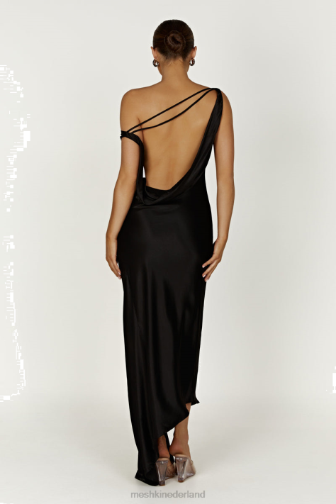 Meshki Yvette slip maxi-jurk met asymmetrische zoom kleding zwart XP0T169