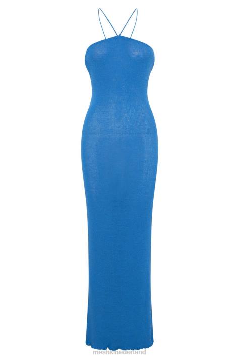 Meshki aryana asymmetrische rechte maxi haltergebreide jurk kleding azuur blauw XP0T707