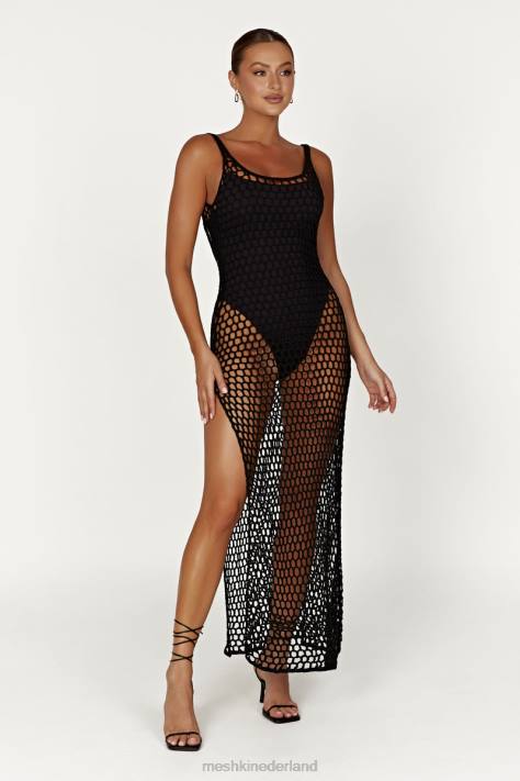 Meshki bodhi gehaakte maxi-jurk kleding zwart XP0T541