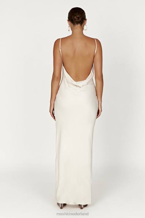 Meshki jade maxi-jurk met col en rugloze halslijn kleding bot XP0T268