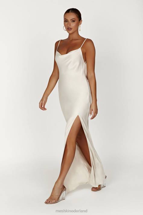 Meshki jade maxi-jurk met col en rugloze halslijn kleding bot XP0T268