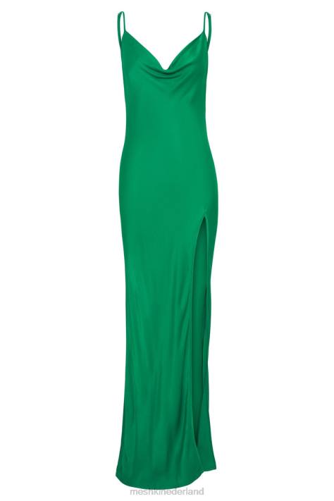 Meshki jade maxi-jurk met col en rugloze halslijn kleding groente XP0T264