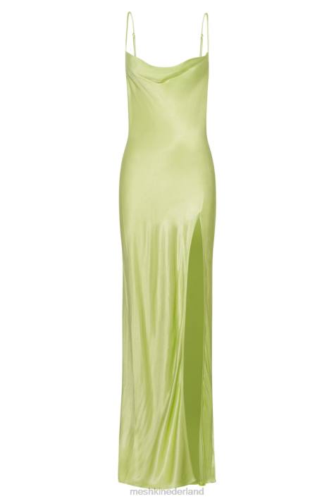 Meshki jade maxi-jurk met col en rugloze halslijn kleding pistache groen XP0T314