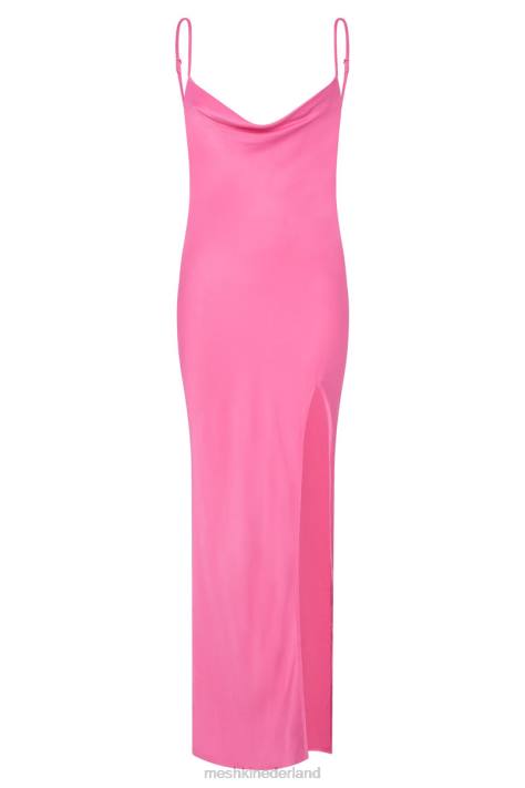 Meshki jade maxi-jurk met col en rugloze halslijn kleding roze XP0T151