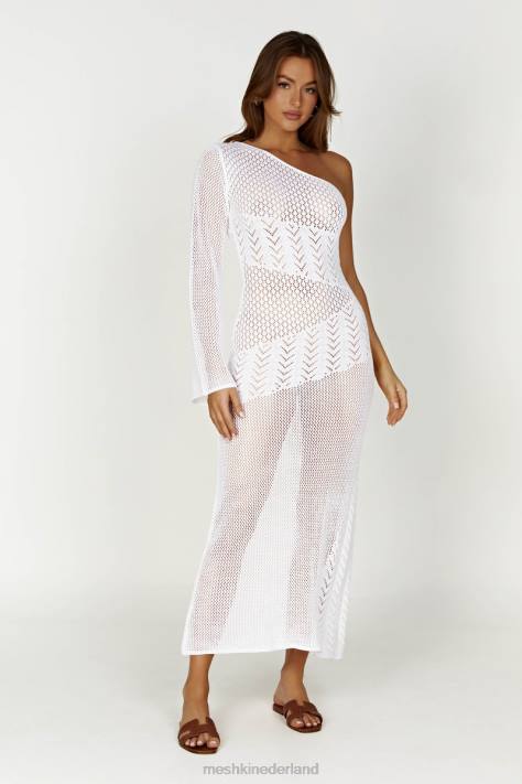 Meshki jody jurk van gemengd garen met één schouder kleding wit XP0T457