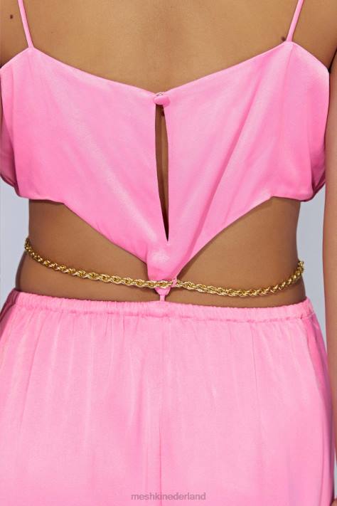 Meshki maxi-jurk met ketting van colette kleding kauwgom roze XP0T597