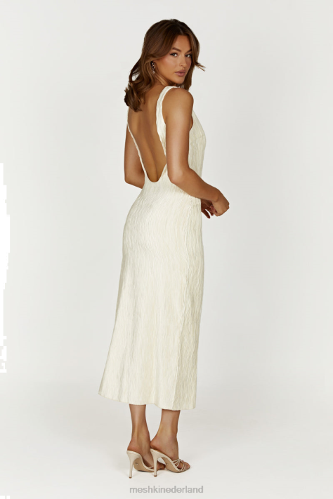 Meshki theia plissé maxi-jurk kleding ivoor XP0T335