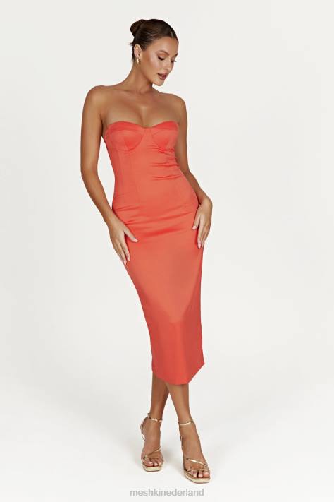 Meshki Bryony bodycon midi-jurk met cupmaat kleding koraal XP0T370