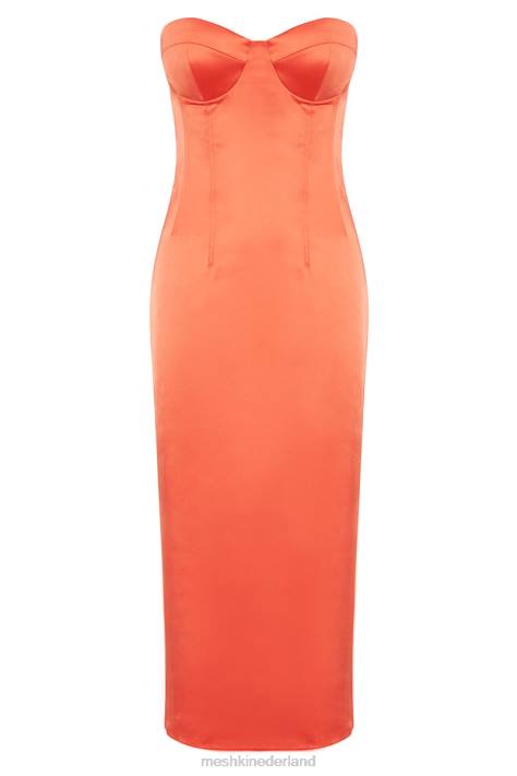 Meshki Bryony bodycon midi-jurk met cupmaat kleding koraal XP0T370
